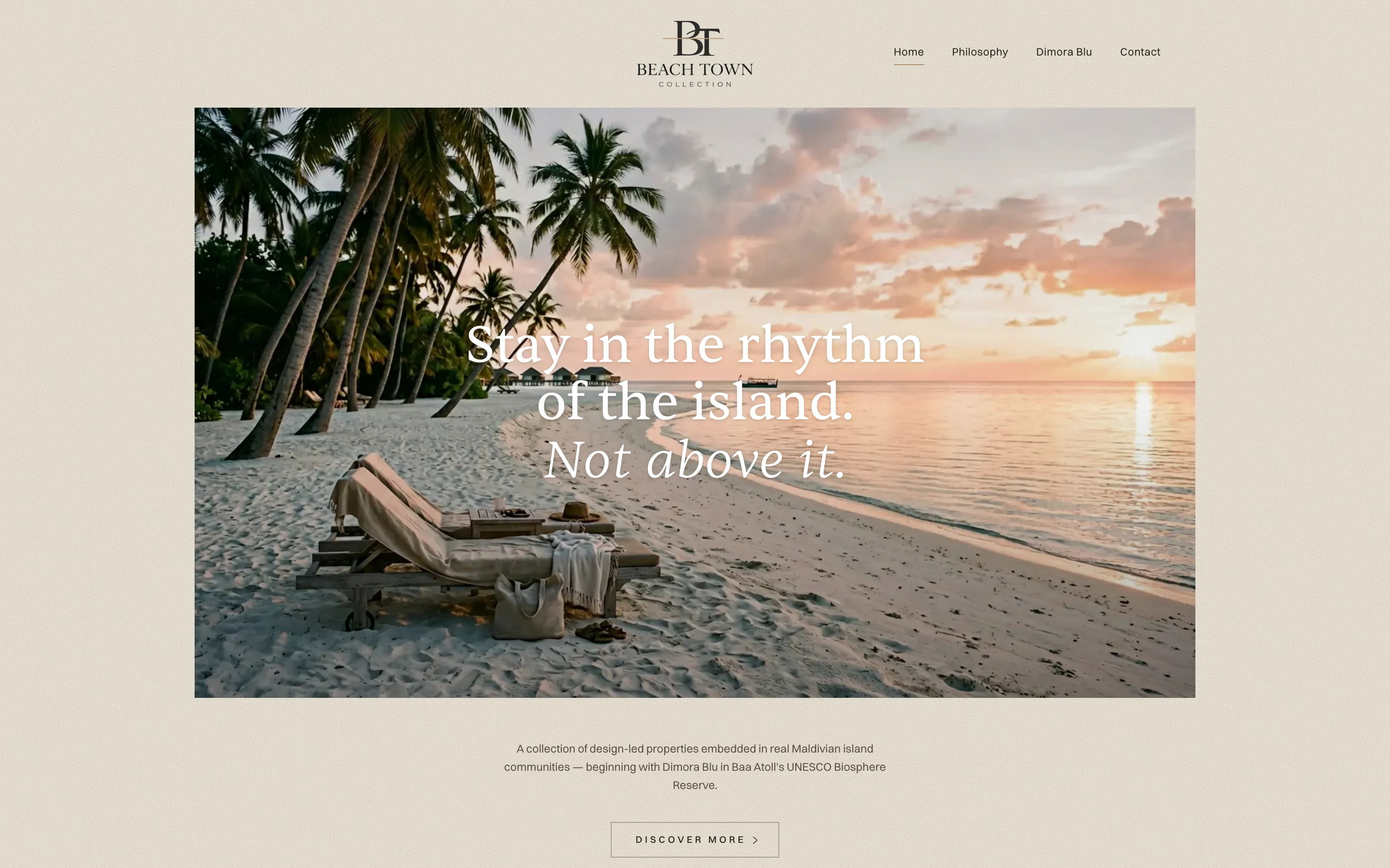 Beach Town Collection website built by Enable Maldives